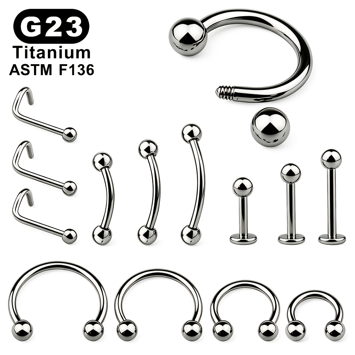 6pcs G23 Titanium Piercing Jewelry Set